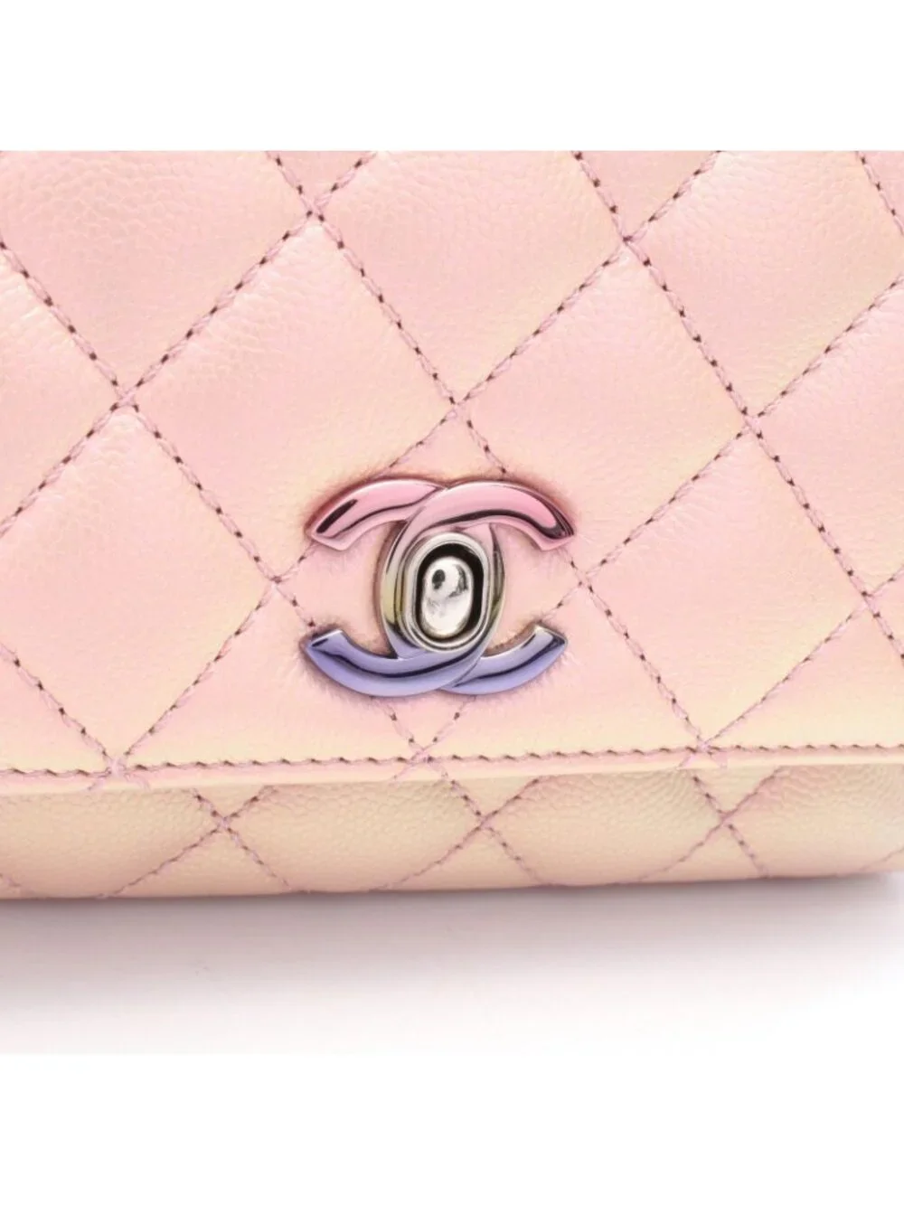 Chanel Handbag Coco Handle Xxs Top Aurora 2-Way Metallic Pink Caviar Leather